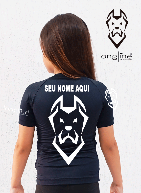 RashGuard Kids Combate Preta com seu Nome