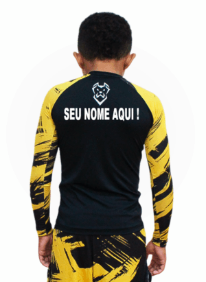 Rash Guard manga longa estampa amarela Canecorso com seu Nome
