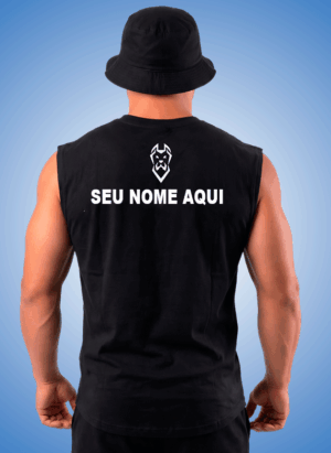 REGATA MACHÃO ALGODÃO COM SEU NOME PRETA