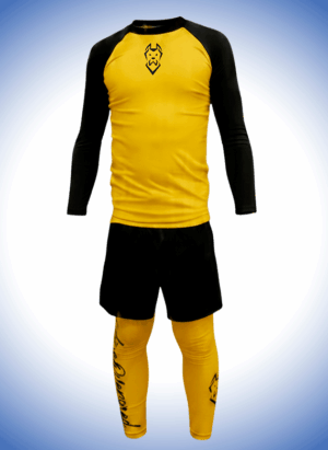 CONJUNTO RASH + BERMUDA+ CALÇA LYCRA CANECORSO AMARELO