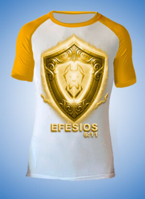 RASH KIDS Estampa EFÉSIOS 6:16 AMARELO COM SEU NOME