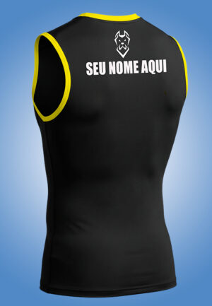 REGATA RASH GUARD DETALHE AMARELO COM SEU NOME